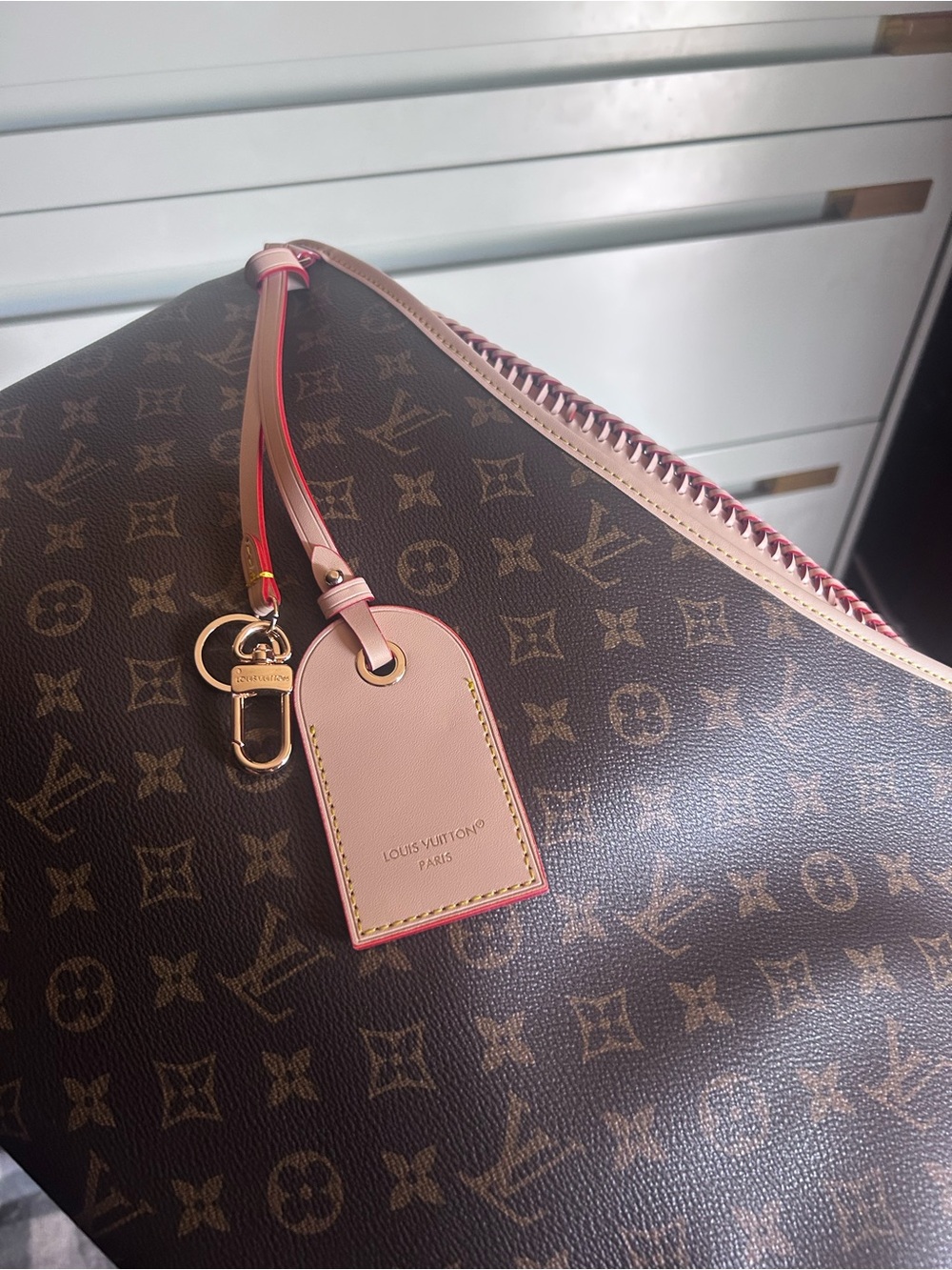 Louis Vuitton Monogram Hobo Bag in Brown with Cream Trim - Picture 9 of 9